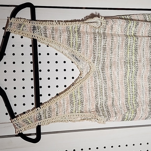 Sam & Lavi Size Large Mini Dress Lightweight Fridge Detail Multi-colored Stripes - Picture 2 of 6